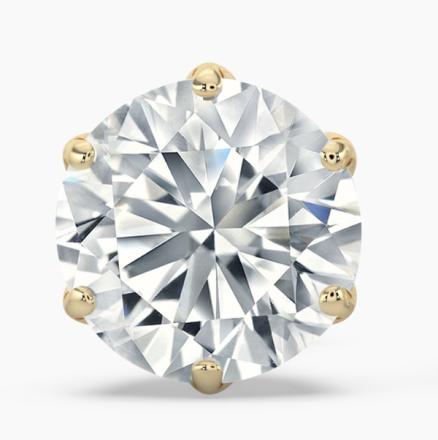 Natural Diamond Round Single 0.25CT H-I, SI1-SI2 14k Yellow Gold Crown Stud Earring