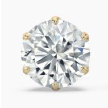 Lab Grown Single Diamond Stud Earring Round 0.25ct. D-E, VVS 14k Yellow Gold Crown