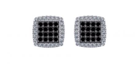 Black & White Diamond Stud Earrings with .60ct. tw. 14K White Gold