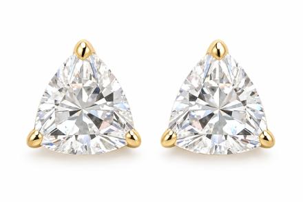 1.50ct. tw. Trillion Cut Lab Grown Diamond Stud Earrings 14K Yellow Gold Prong Set