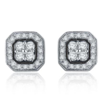 Certified 10k White Gold Round Cut White Diamond Earrings 0.75 ct. tw.