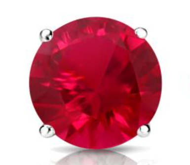 Lab Grown Gemstone Ruby Single Stud Earring Round 1.50ct. 14k White Gold 4-Prong Basket