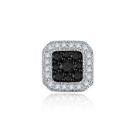 Certified 10k White Gold Black & White Round Cut SINGLE Diamond Earring 0.25 ct. tw.