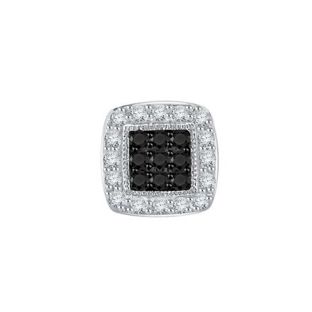 Certified 10k White Gold Black & White Round Cut SINGLE Diamond Earring 0.20 ct. tw.