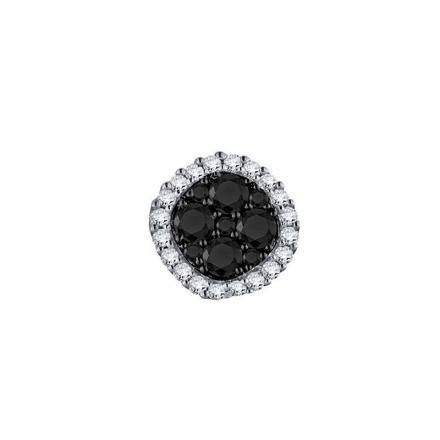 Certified 10k White Gold Black & White Round Cut SINGLE Diamond Earring 0.63 ct. tw.