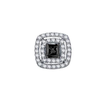 Certified 10k White Gold Whit and Black Round Cut SINGLE Diamond Earring 0.38 ct. tw.