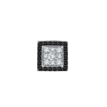 Certified 10k White Gold White & Black Round Cut SINGLE Diamond Earring 0.33 ct. tw.
