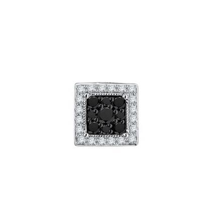 Certified 10k White Gold Black & White Round Cut SINGLE Diamond Earring 0.33 ct. tw.
