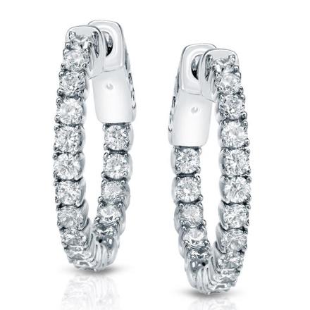 Certified 14K Small Gold Small Round Diamond Hoop Earrings 1.00 ct. tw. (H-I, SI1-SI2), 0.50inch