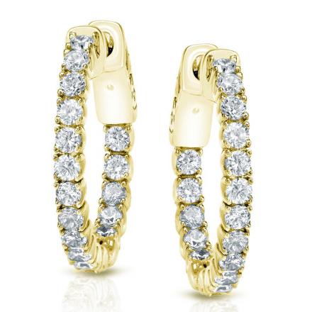 Certified 14K Yellow Gold Small Round Diamond Hoop Earrings 1.00 ct. tw. (H-I, SI1-SI2), 0.50inch