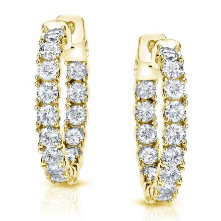 Lab Grown Medium Round Diamond Hoop Earrings in 14k Yellow Gold 3.00 ct. tw. (F-G, VS), 1.00 inch