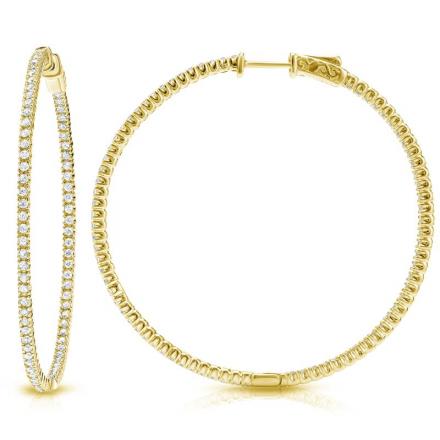 Certified 14K Yellow Gold Large Round Diamond Hoop Earrings 7.75 ct. tw. (H-I, SI1-SI2), 2-inch