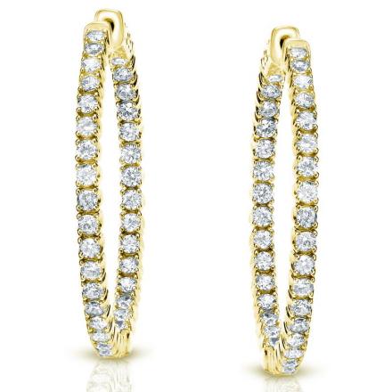 14K Yellow Gold Large Round Diamond Hoop Earrings 7.75 ct. tw. (J-K, I1-I2), 1.81-inch (46mm)