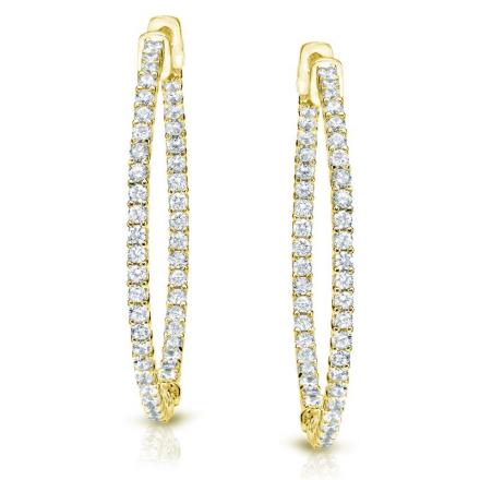 Lab Grown Medium Trellis-style Round Diamond Hoop Earrings in 14k Yellow Gold 1.75 ct. tw. (F-G, VS), 1.50 inch