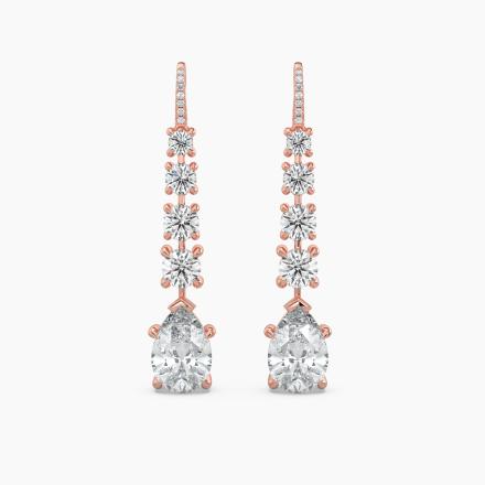 Graduated Fancy Lab Diamond Drop Earrings (13.17ct. tw.) in 14K Rose Gold