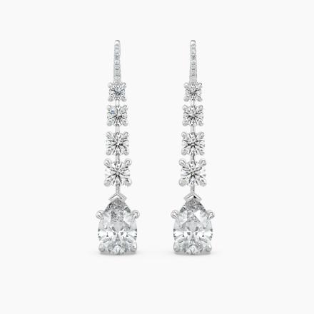 Graduated Fancy Lab Diamond Drop Earrings (13.17ct. tw.) in 14K White Gold