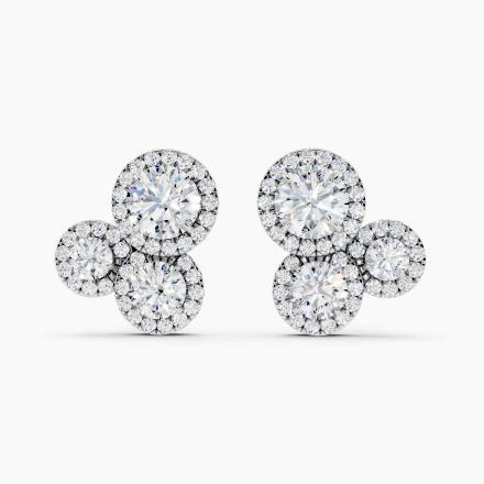Round Halo Three Stone Lab Grown Diamond Fashion Earrings (2.98 ct. tw.)