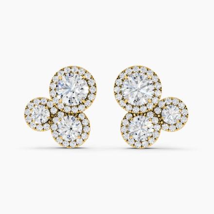 Round Halo Three Stone Natural Diamond Fashion Earrings (2.98 ct. tw.)