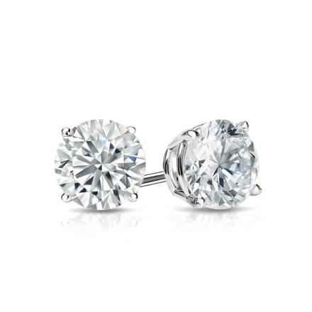Natural Diamond Stud Earrings Round 0.75 ct. tw. (0.375ct. each ear) G, SI 18k White Gold 4-Prong Basket
