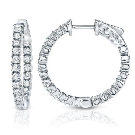 14k White Gold Medium Round Diamond Hoop Earrings 1.00 ct. tw. (H-I, SI1-SI2), 0.75-inch