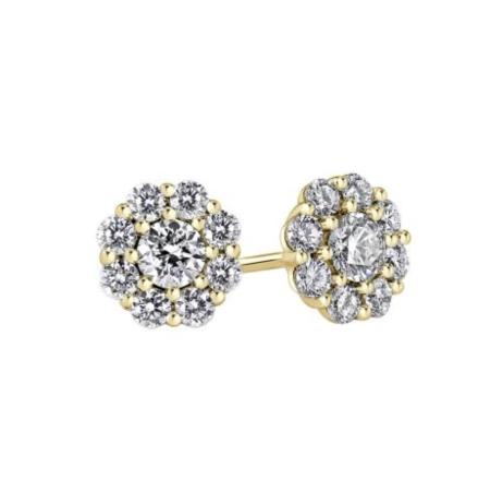 Lab Grown Diamond Cluster Earrings (1.50 ct. tw.) in 14K Yellow Gold
