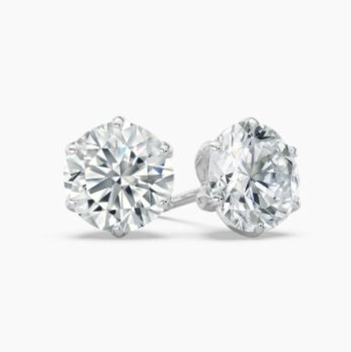 Lab Grown Diamond Stud Earrings Round 8.00 ct. tw. (4.00ct. each ear) E, VS Platinum Crown