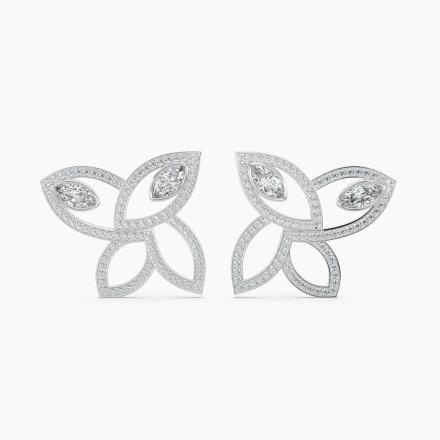 Asymmetrical Marquise Nature Inspired Lab Diamond Fashion Earrings (10.52ct. tw.) in 14K White Gold