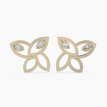 Asymmetrical Marquise Nature Inspired Lab Diamond Fashion Earrings (10.52ct. tw.) in 14K Yellow Gold