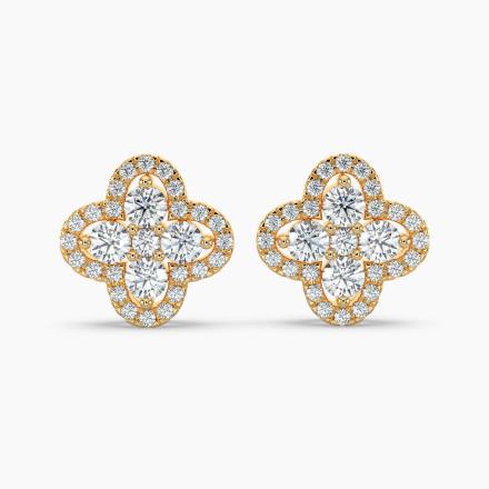 Flower Halo Lab Diamond Studs Earrings (0.94ct. tw.) in 14K Yellow Gold