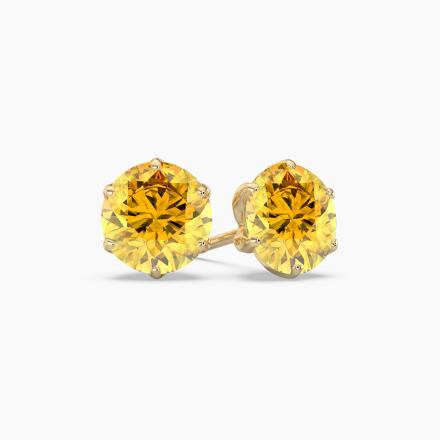 14k Yellow Gold 6-Prong  IGI Certified Round Yellow Diamond Stud Earrings 1.50 ct. tw. (Yellow, VS)