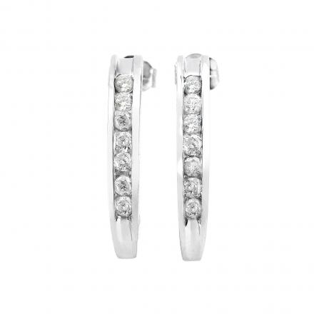 Lab Grown 1/2ctw Diamond Hoop Earrings in 14k White Gold