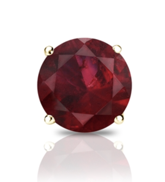 GEMSTONE 18K Yellow Gold 4-Prong Basket Round Single Ruby Gemstone Stud .33 ct tw.