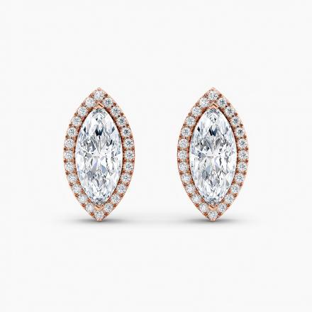 LAB GROWN Diamond Luxe Halo Stud Earrings Marquise 2.20 CT. TW. (F-G, VS) 14K Rose Gold
