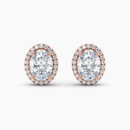 LAB GROWN Diamond Luxe Oval Halo Stud Earrings 2.20 CT. TW. (F-G, VS) 14K Rose Gold