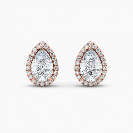 LAB GROWN Diamond Luxe Halo Stud Earrings Pear 2.25 ct. tw.(F-G, VS) 14K Rose Gold