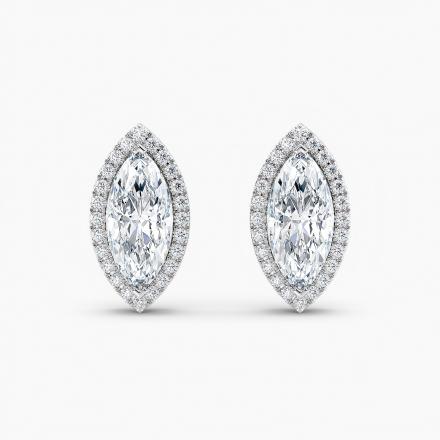 LAB GROWN Diamond Halo Stud Earrings Marquise 2.20 CT. TW. (F-G, VS) 14K White Gold
