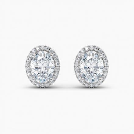 LAB GROWN Diamond Luxe Oval Halo Stud Earrings 2.20 CT. TW. (F-G, VS) 14K White Gold