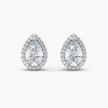 LAB GROWN Diamond Luxe Halo Stud Earrings Pear 2.25 CT. TW.(F-G, VS) 14K White Gold