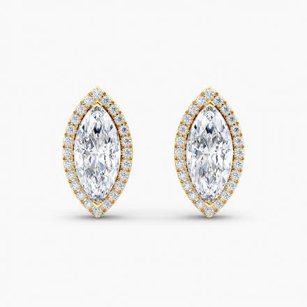 LAB GROWN Diamond Halo Stud Earrings Marquise 2.20 CT. TW. (F-G, VS) 14K Yellow Gold