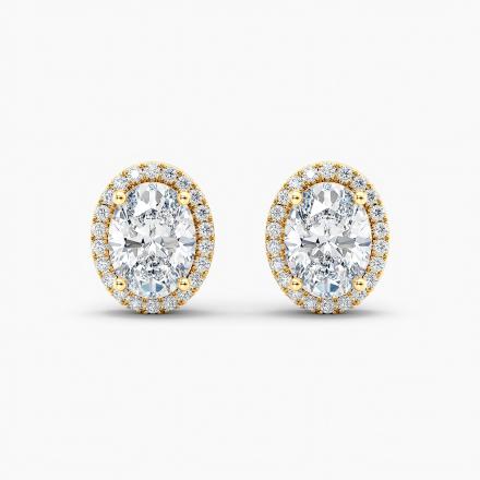LAB GROWN Diamond Luxe Oval Halo Stud Earrings 2.20 CT. TW. (F-G, VS) 14K Yellow Gold