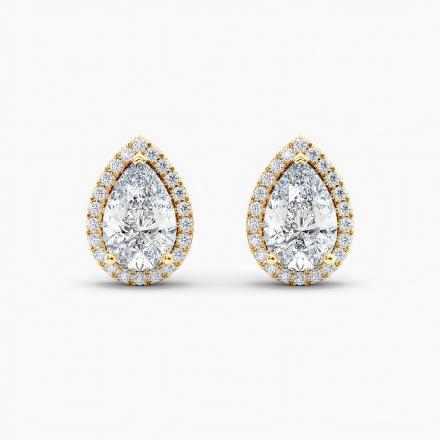 LAB GROWN Diamond Luxe Halo Stud Earrings Pear2.25 ct. tw.(F-G, VS) 14K Yellow Gold