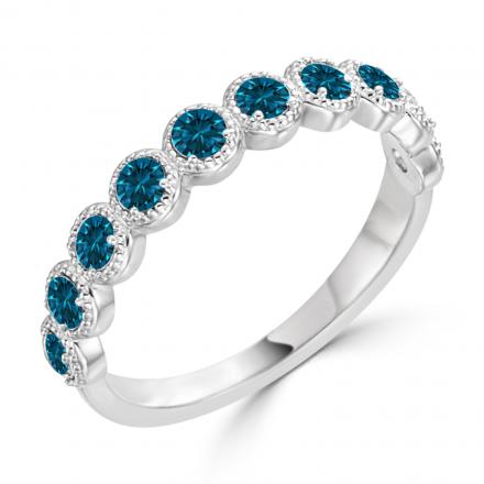 Stackable Blue Diamond Ring in 10k White Gold (0.30 cttw)
