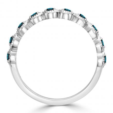 Stackable Blue Diamond Ring in 10k White Gold (0.30 cttw)