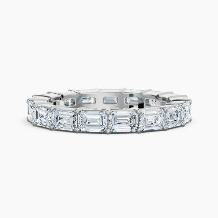 Lab Grown Diamond East-West Emerald Eternity Band Shared Prong 18K White Gold