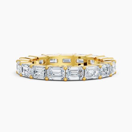 Lab Grown Diamond East-West Emerald Eternity Band Shared Prong 18K Yellow Gold