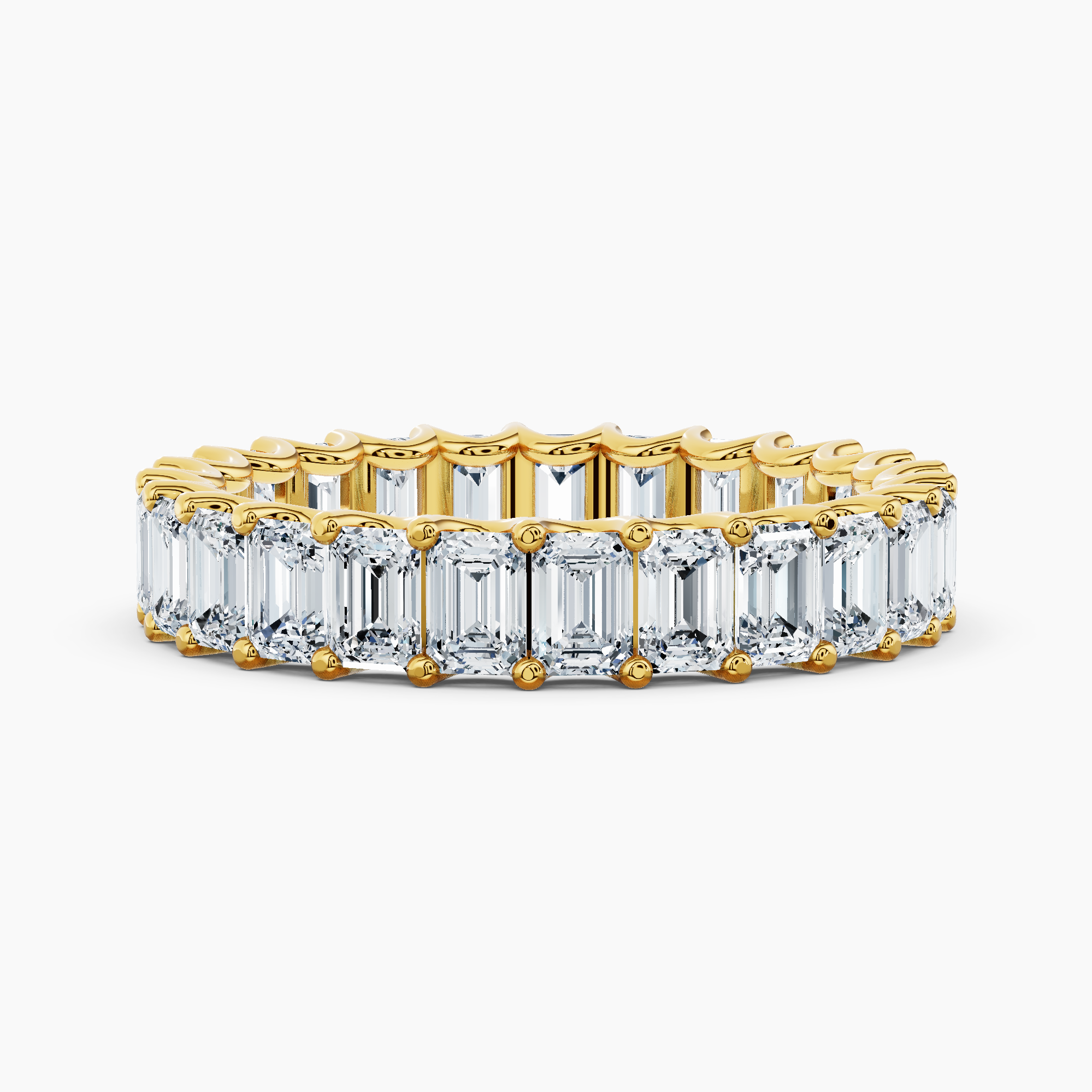 Lab Grown Diamond North-South Emerald Eternity Band U-Setting 18K Yellow Gold