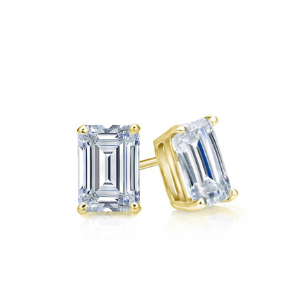 Lab Grown Diamond Studs Earrings Emerald 0.50 ct. tw. (F-G, VS) in 14k Yellow Gold 4-Prong Basket