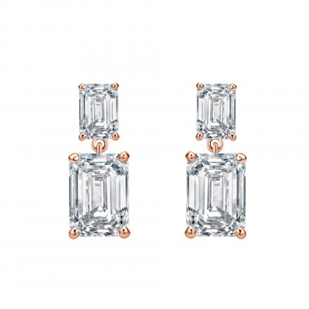 Lab Grown Diamond Two Stone Drop Earrings Emerald 9.00 ct. tw. (E, VS) 14k Rose Gold