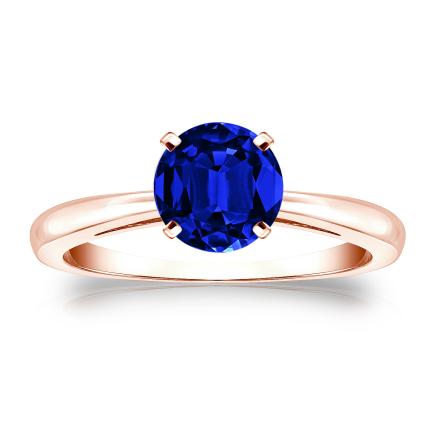 Lab Grown Gemstone Blue Sapphire Ring Round 2.50 ct. tw. 14k Rose Gold 4-Prong
