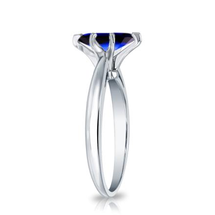Lab Grown Gemstone Blue Sapphire Ring Marquise 1.50 ct. tw. 18k White Gold V-End Prong